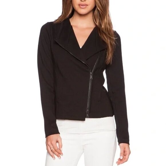 Vince Jackets & Blazers - Vince Scuba Black Knit Moto Jacket Size Small